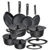 FISKARS HARD FACE Komplet garnki z pokrywkami 8 el + Patelnie 20, 24, 28 cm + pokrywki silikonoweTADAR + naleśnikowa / powłoka Ceratec™ Superior