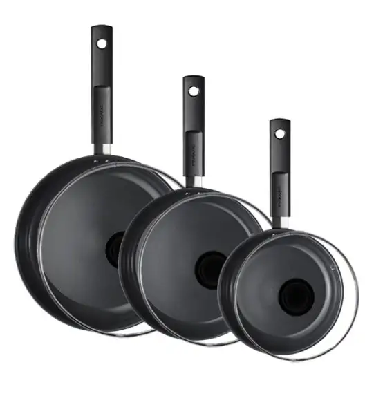 FISKARS HARD FACE Komplet patelnie 20, 24, 28 cm + pokrywki TADAR / powłoka Ceratec™ Superior