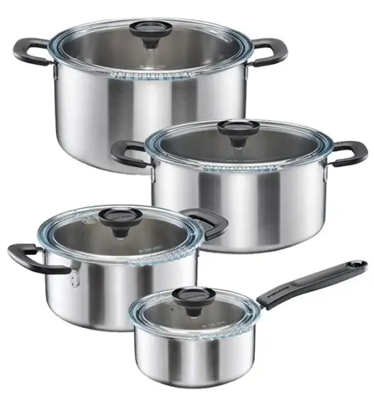 FISKARS FUNCTIONAL FORM Komplet garnki z pokrywkami 8 el / stal nierdzewna