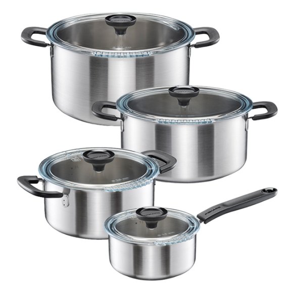 FISKARS FUNCTIONAL FORM Komplet garnki z pokrywkami 8 el / stal nierdzewna