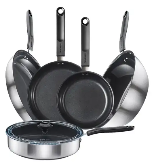 FISKARS FUNCTIONAL FORM Komplet patelni 20, 24, 28 cm + Patelnia szefa + Wok / powłoka Ceratec™