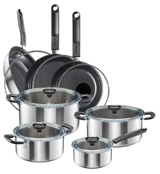 FISKARS FUNCTIONAL FORM Komplet garnki z pokrywkami 8 el + Patelnie 20, 24, 28 cm + pokrywki TADAR / powłoka Ceratec™