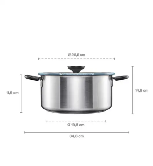 FISKARS FUNCTIONAL FORM Komplet garnki z pokrywkami 8 el + Patelnie 20, 24, 28 cm + pokrywki silikonowe TADAR + Patelnia szefa / powłoka Ceratec™