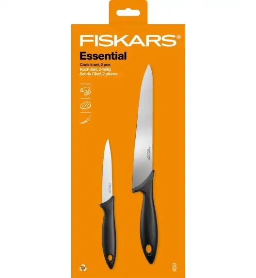 FISKARS ESSENTIAL Komplet 5 noży (kuchenne +Szefa) w pudełku