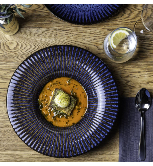 LUBIANA STONEWARE CERAMIKA / COSMOS / Talerz głęboki do pasty 30,5 cm / odcień niebieskiego