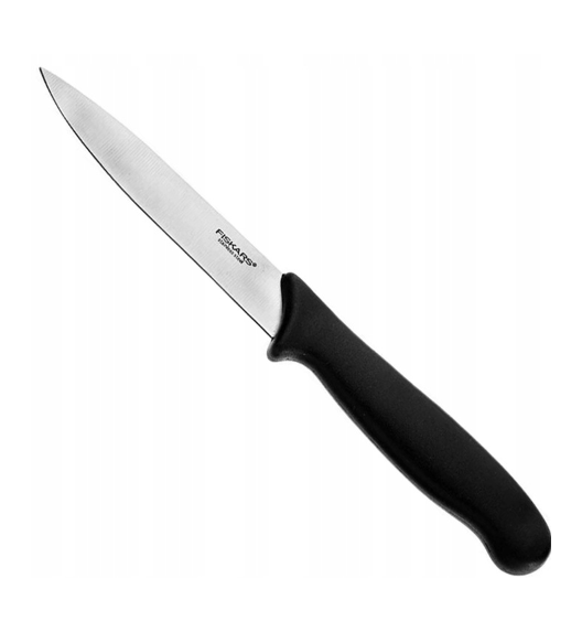 FISKARS ESSENTIAL Komplet 5 noży (kuchenne +do warzyw) w pudełku | stal nierdzewna HRC 53 + Skrobaczka ESSENTIAL