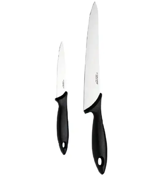 FISKARS ESSENTIAL Komplet 8 noży (kuchenne +Szefa +do warzyw) w pudełku / stal nierdzewna HRC 53 + Ostrzałka + Skrobaczka ESSENTIAL