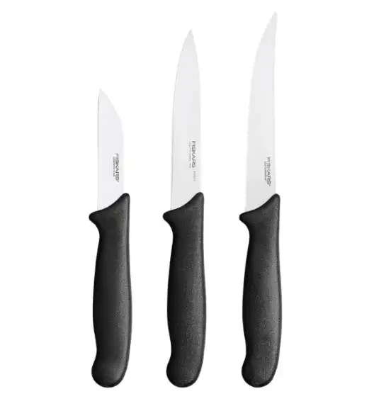 FISKARS ESSENTIAL Zestaw 9 noży (kuchenne +do warzyw +do obierania) w pudełku + Ostrzałka + Skrobaczka ESSENTIAL
