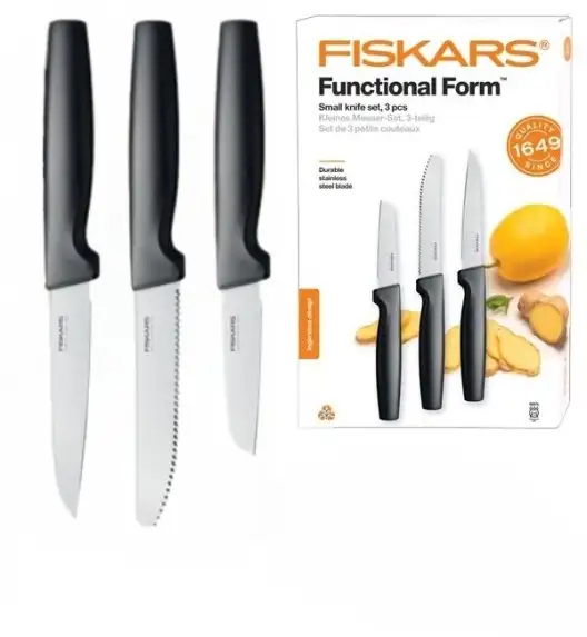 FISKARS FUNCTIONAL FORM 1057559+1057561 Komplet 6 noży kuchennych (3+3) w pudełkach / stal nierdzewna