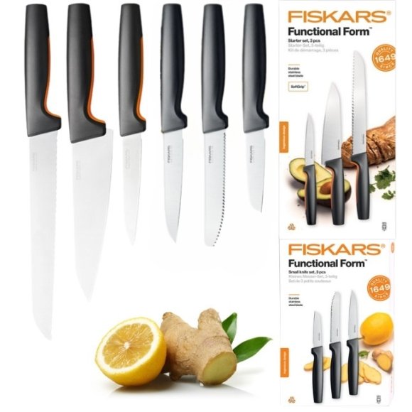 FISKARS FUNCTIONAL FORM 1057559+1057561 Komplet 6 noży kuchennych (3+3) w pudełkach / stal nierdzewna