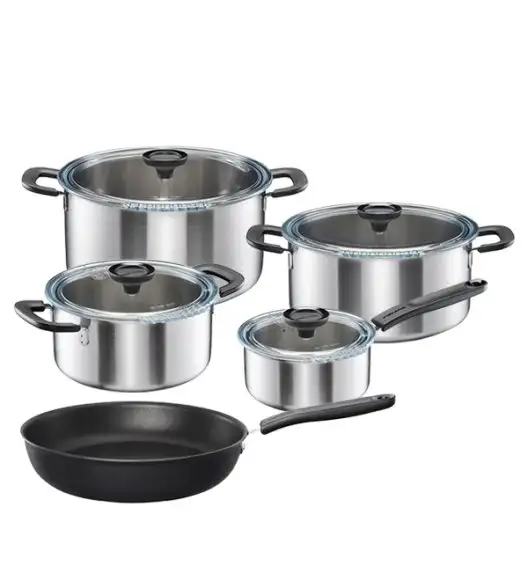 FISKARS FUNCTIONAL FORM Komplet garnki z pokrywkami 8 el + Patelnia KITCH'N 28 cm