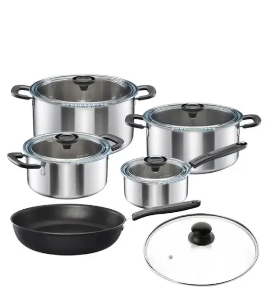 FISKARS FUNCTIONAL FORM Komplet garnki z pokrywkami 8 el + Patelnia KITCH'N 28 cm + pokrywka TADAR