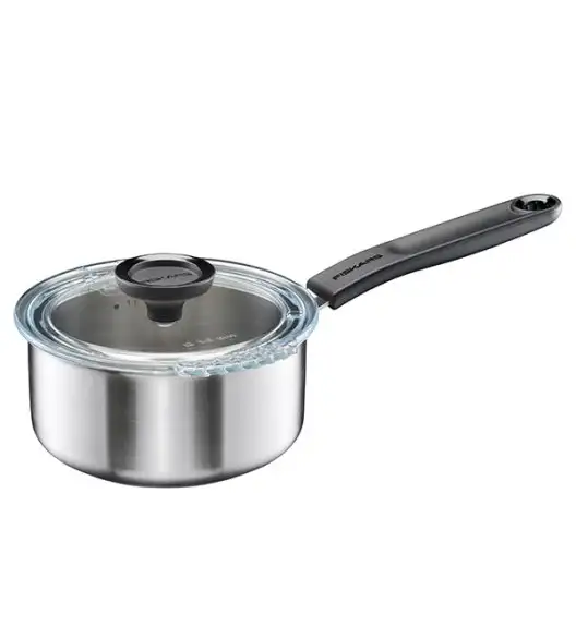 FISKARS FUNCTIONAL FORM Komplet garnki z pokrywkami 8 el + Patelnia KITCH'N 28 cm + pokrywka silikonowa