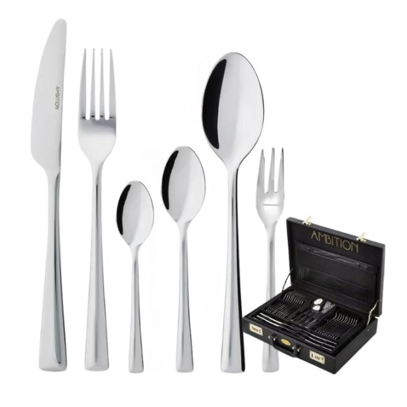 AMBITION SIENA Sztućce Komplet 72 el w walizce dla 12 osób / stal
