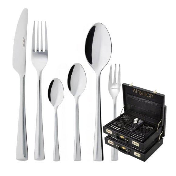 AMBITION SIENA Sztućce Komplet 144 el w walizce dla 24 osób / stal