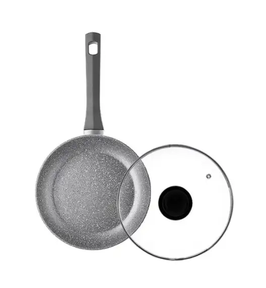 AMBITION SILVERSTONE Komplet patelnia 20 cm + pokrywka uniwersalna 20 cm / powłoka Qalum Basic Stone Edition