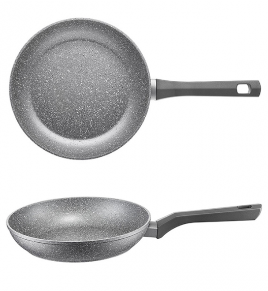 AMBITION SILVERSTONE Komplet patelni 20, 28 cm + pokrywki uniwersalne 20, 28 cm / powłoka Qalum Basic Stone Edition