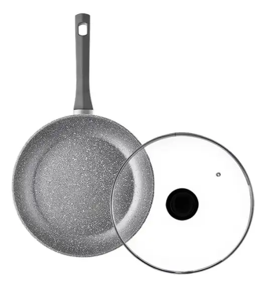 AMBITION SILVERSTONE Komplet patelnia 28 cm + pokrywka uniwersalna 28 cm / powłoka Qalum Basic Stone Edition