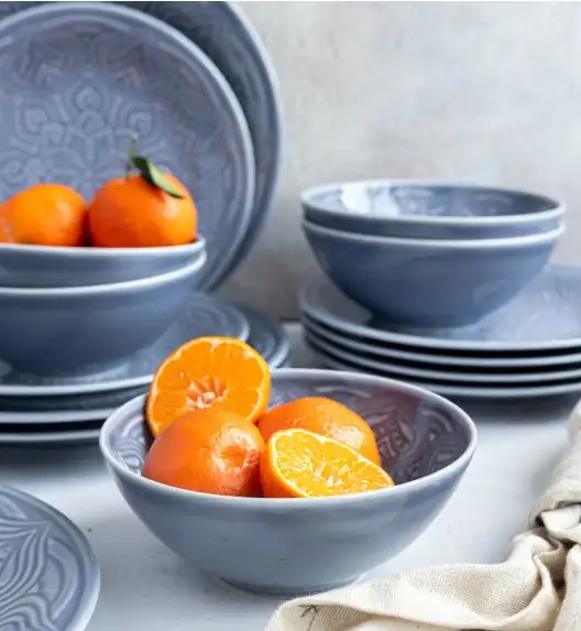 LUBIANA ORIENTAL | K9 SZARO - NIEBIESKI | Salaterka 15 cm | porcelana luz 