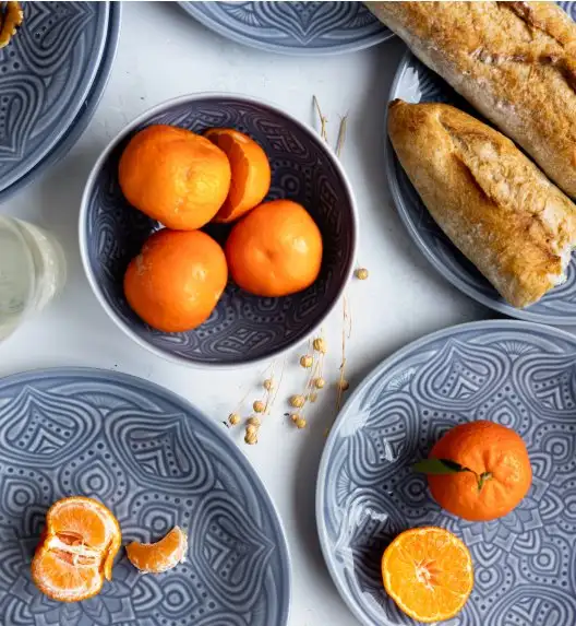 LUBIANA ORIENTAL | K9 SZARO - NIEBIESKI | 6x salaterka 15 cm | porcelana luz 