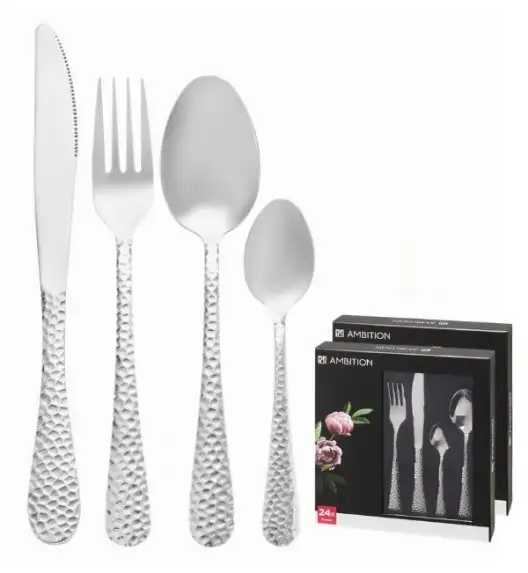 AMBITION BUBBLE Sztućce Komplet 48 el w pudełku / 12 osób / połysk
