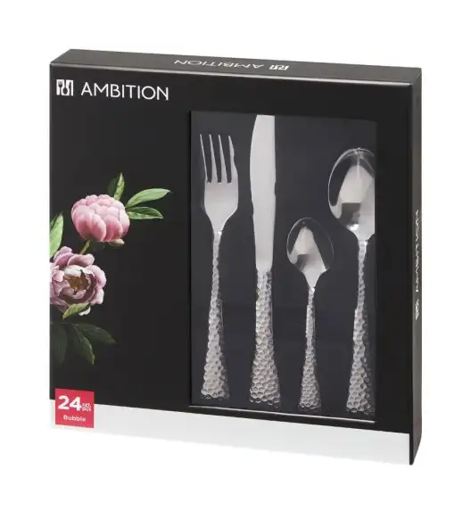 AMBITION BUBBLE Sztućce Komplet 72 el w pudełku / 18 osób / połysk