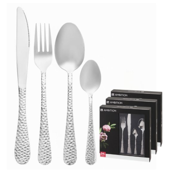 AMBITION BUBBLE Sztućce Komplet 72 el w pudełku / 18 osób / połysk