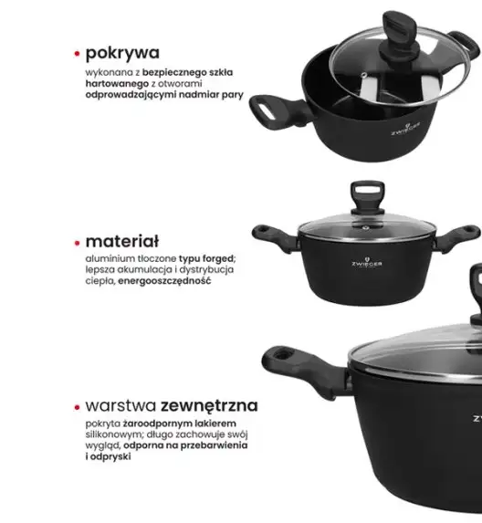 ZWIEGER STIGA Garnek 18 cm | aluminium | powłoka ceramiczna | indukcja