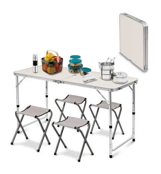 TADAR PIKNIK Stolik turystyczny składany w walizkę + 4 krzesełka