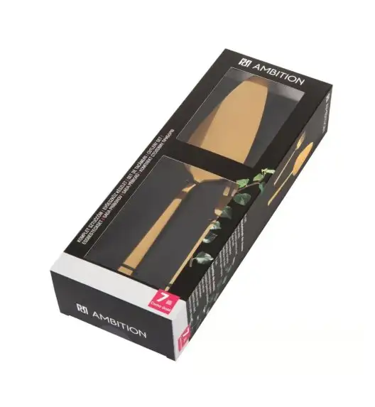 AMBITION COMO GOLD Komplet sztućców do ciasta 7 el dla 6 osób / złoty