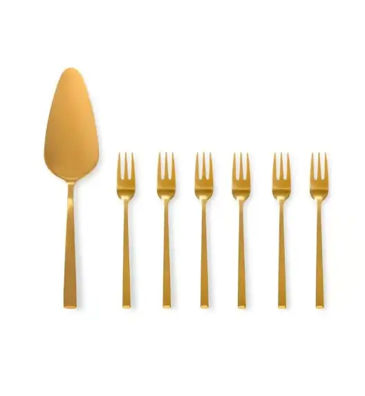 AMBITION COMO GOLD Komplet sztućców do ciasta 7 el dla 6 osób / złoty