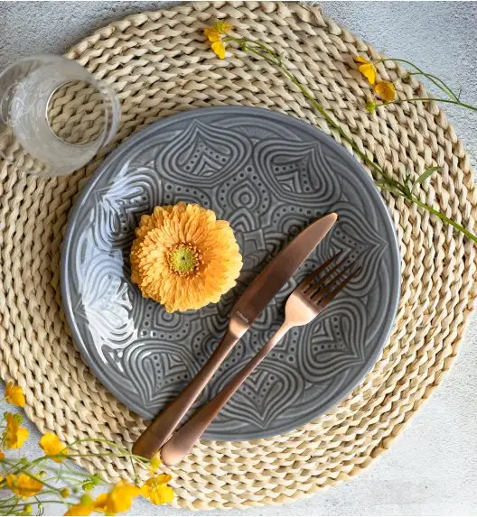 LUBIANA ORIENTAL | KM00 | SZARY | Talerz deserowy 21 cm | porcelana luz 