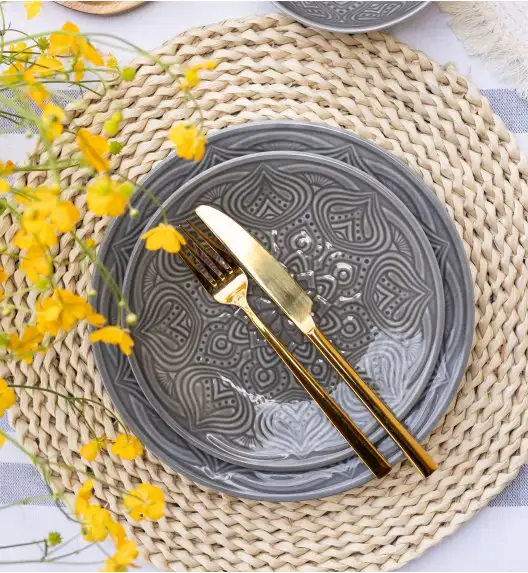 LUBIANA ORIENTAL | KM00 | SZARY | Talerz deserowy 21 cm | porcelana luz 