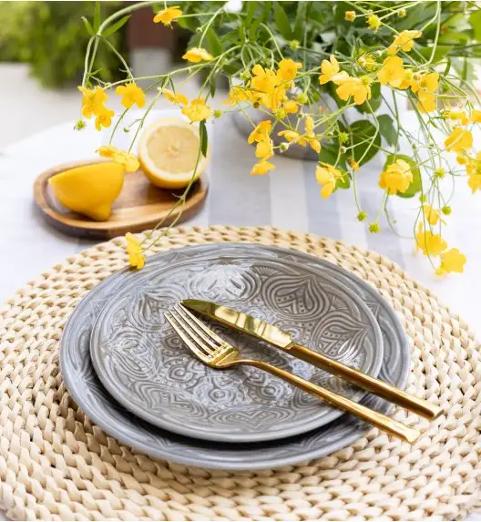 LUBIANA ORIENTAL | KM00 | SZARY | Talerz deserowy 21 cm | porcelana luz 