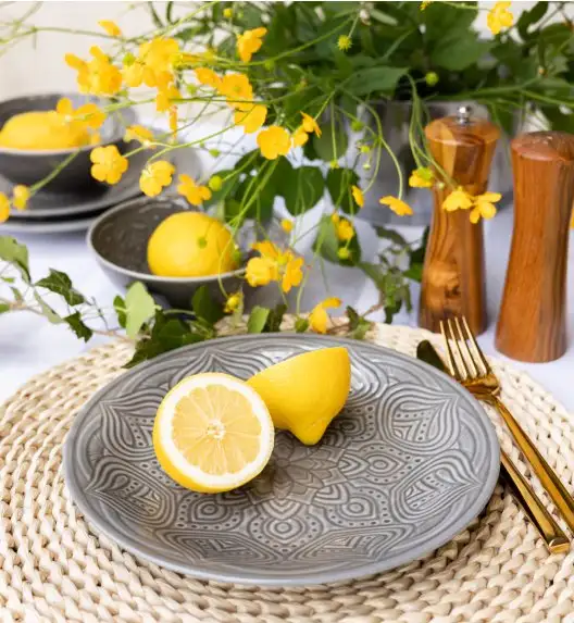 LUBIANA ORIENTAL | KM00 | SZARY | Talerz deserowy 21 cm | porcelana luz 