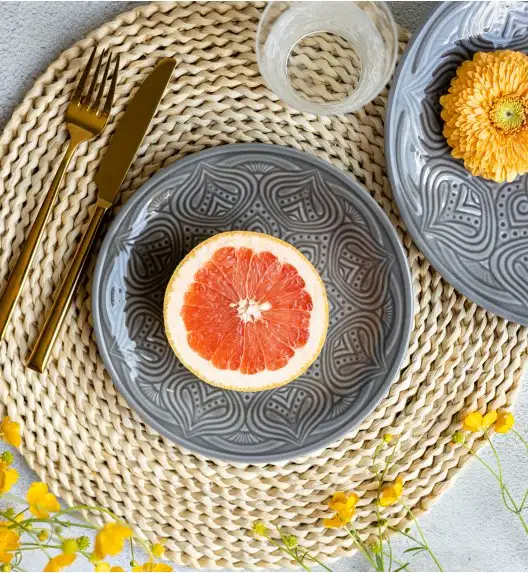 LUBIANA ORIENTAL | KM00 | SZARY | Talerz deserowy 21 cm | porcelana luz 