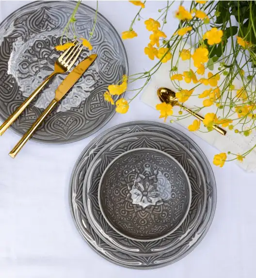 LUBIANA ORIENTAL | KM00 | SZARY | 6x salaterka 15 cm | porcelana luz 