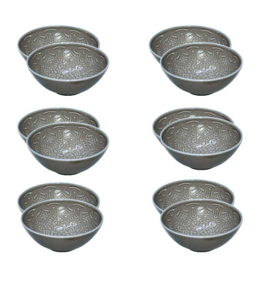 LUBIANA ORIENTAL | KM00 | SZARY | 12x salaterka 15 cm | porcelana luz 