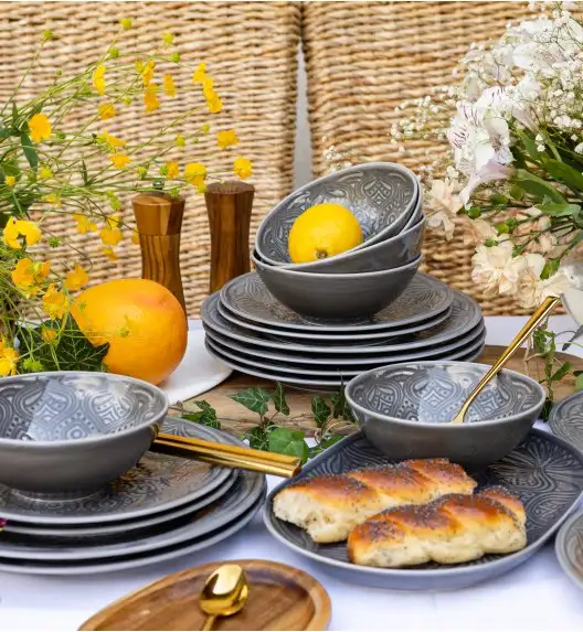 LUBIANA ORIENTAL | KM00 | SZARY | 12x salaterka 15 cm | porcelana luz 