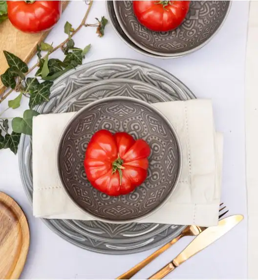 LUBIANA ORIENTAL | KM00 | SZARY | 12x salaterka 15 cm | porcelana luz 