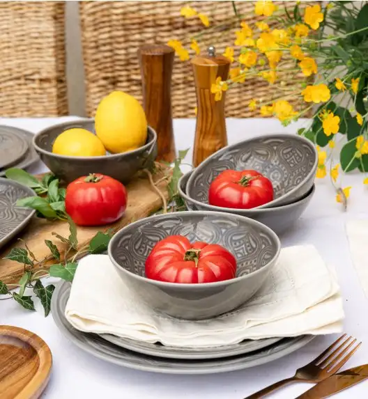 LUBIANA ORIENTAL | KM00 | SZARY | 12x salaterka 15 cm | porcelana luz 