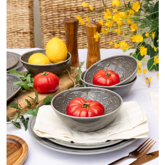 LUBIANA ORIENTAL | KM00 | SZARY | 12x salaterka 15 cm | porcelana luz 