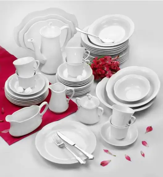 CHODZIEŻ KAMELIA C000 BIAŁA Serwis obiadowo-kawowy 84 el / 12 osób / porcelana