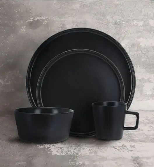 WYPRZEDAŻ! EXCELLENT HOUSEWARE Komplet 4 salaterek / czarny / ceramika