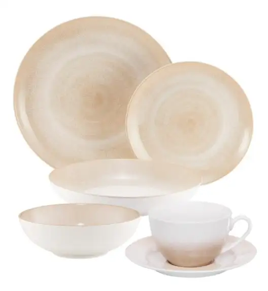 AMBITION PLAYA Serwis obiadowo-kawowy 36 el dla 6 osób / piaskowy odcień