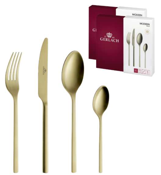 GERLACH MODERN GOLD Sztućce Komplet 48 el pudełko / 12 osób / mat / złote sztućce