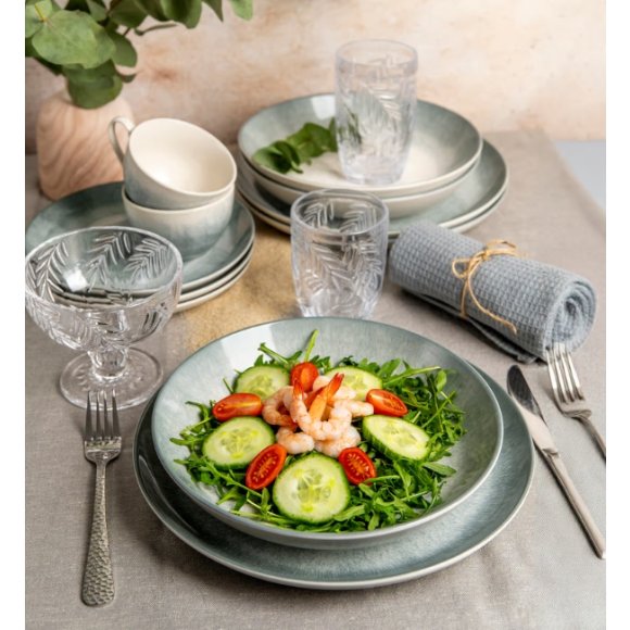 AMBITION AQUA Serwis obiadowy 36 el dla 12 osób / niebiesko-szary odcień