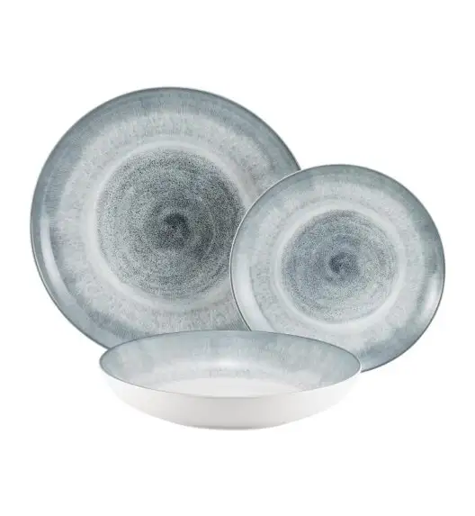 AMBITION AQUA Serwis obiadowy 54 el dla 18 osób / niebiesko-szary odcień