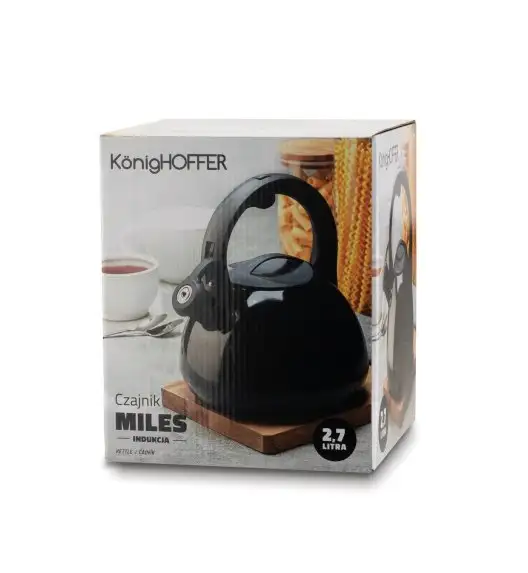 KonigHOFFER MILES II Czajnik 2,7 l / stal nierdzewna / czarny / gaz i indukcja