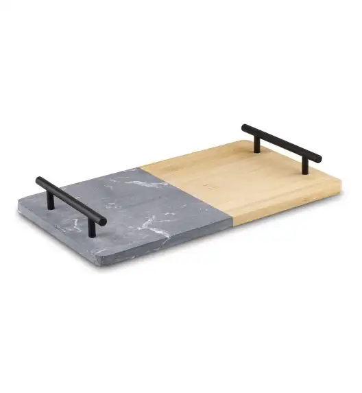 STARKE PRO Deska do serwowania przekąsek 35x20 cm  / marmur i bambus / z uchwytami